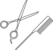 icon image of scissors and comb