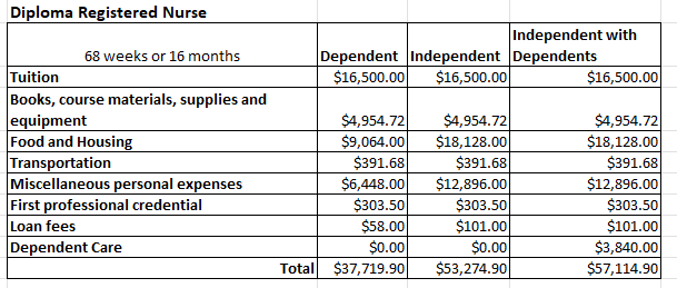 rn cost sheet