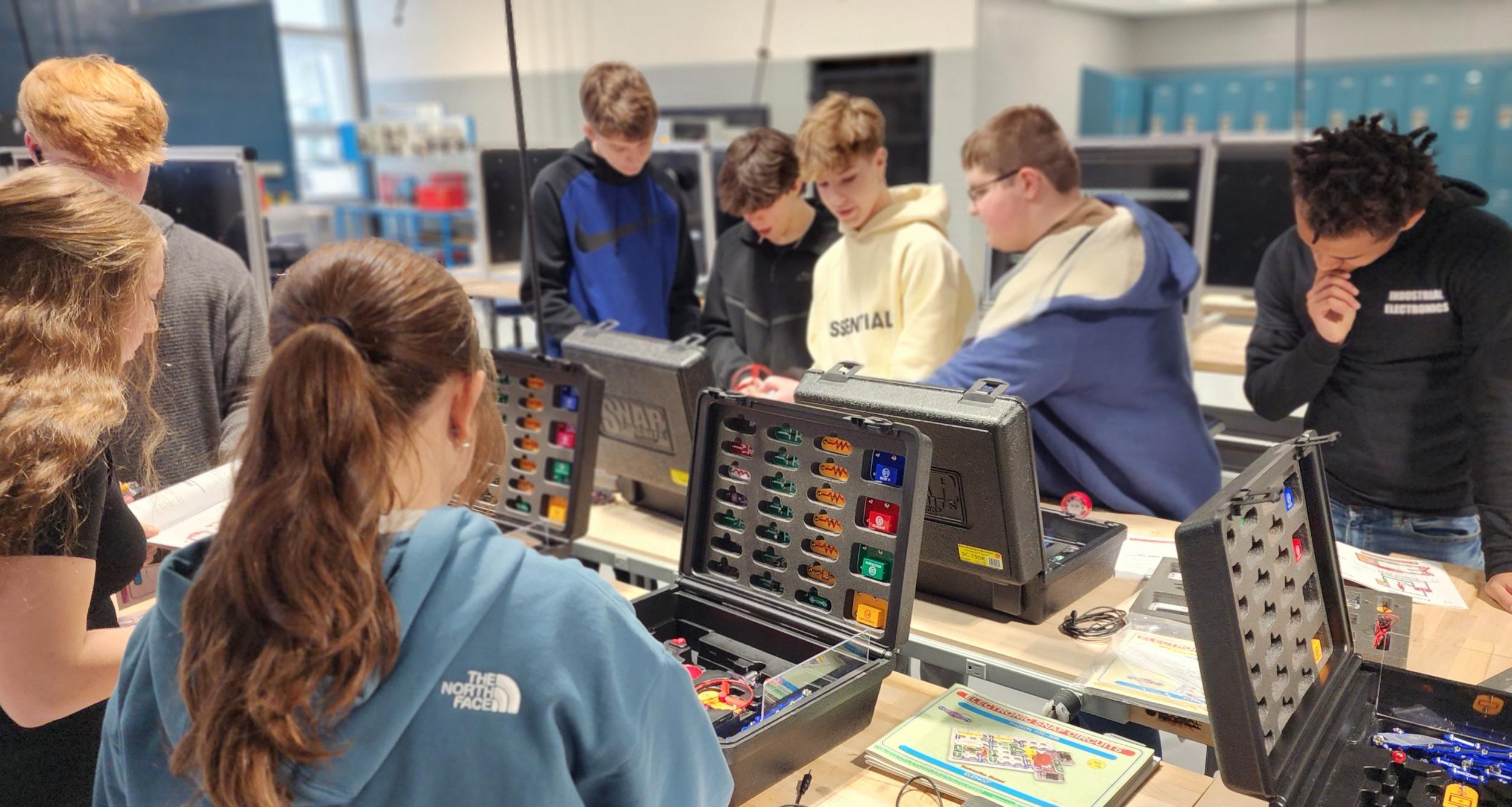 Students participating in hands-on activities at the Career Center