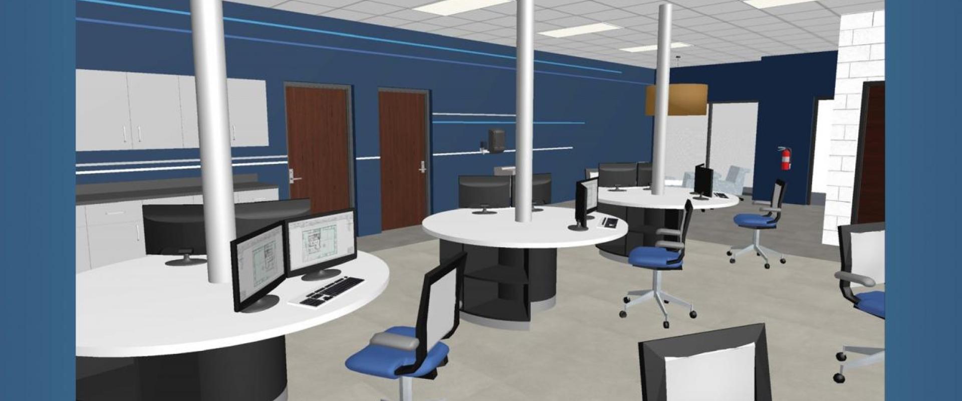 Digital render of the soon to be computer science classroom