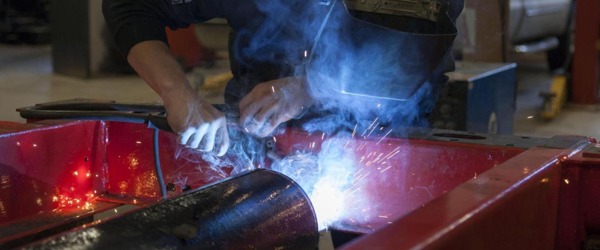 A welder welding