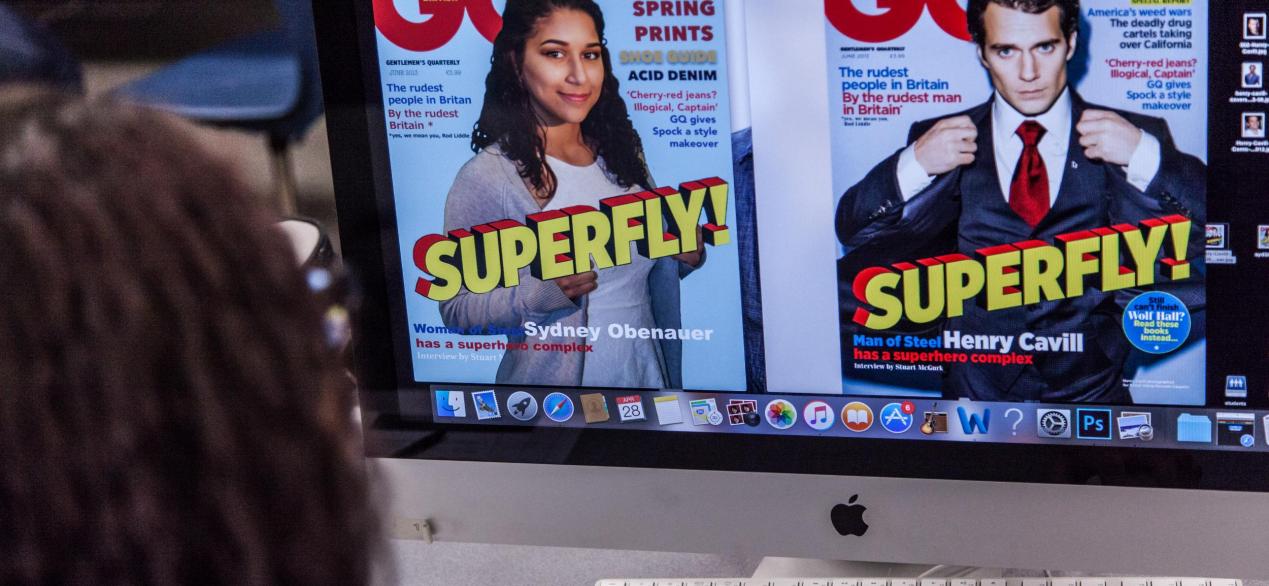 Image of student working on magazine cover