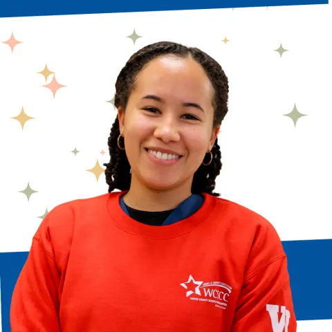 ae student in red shirt
