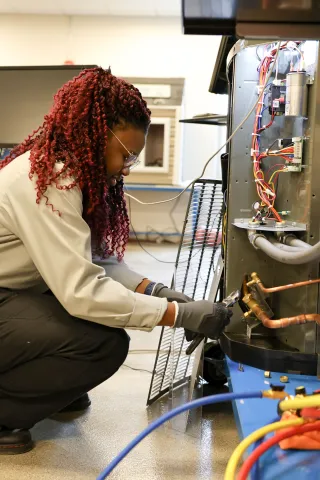 hvac student working