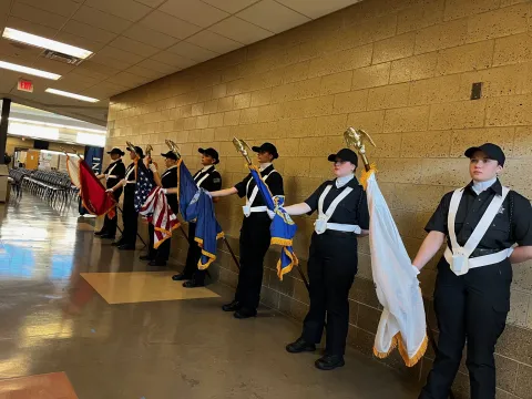student honor guard on veterans day